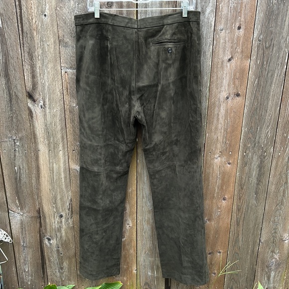 Vintage Ralph Lauren Suede 100% Leather Pants Dark green Women Size 14 - Picture 6 of 10